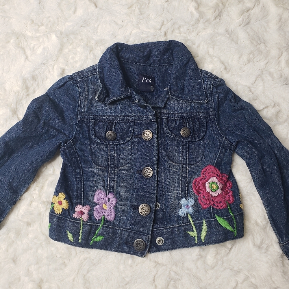 Baby Gap Flower stitched jean jacket